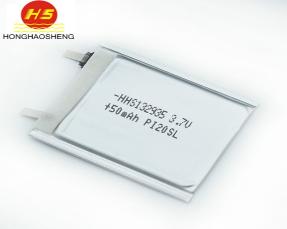 鸿昊升电池厂家供应超薄聚合物锂电池132935 50mah工牌卡可充电锂电池