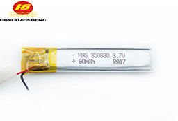 厂家供应350830聚合物锂电池60mah 3.7V 智能穿戴聚合物电池